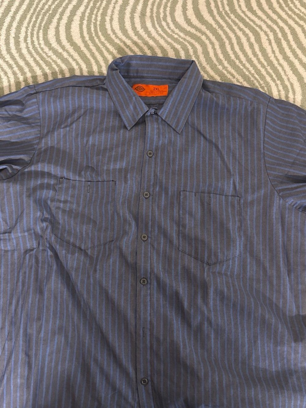 Men's Blue Striped Button-Up Shirt - 2XL